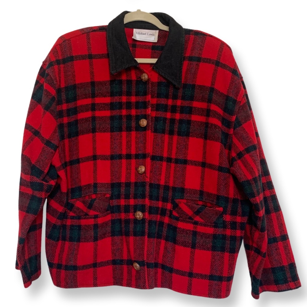 Micheal Lewis Red Black Plaid Jacket XL